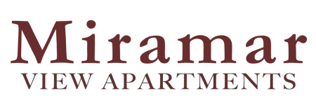 The image is a logo for "Miramar View Apartments".